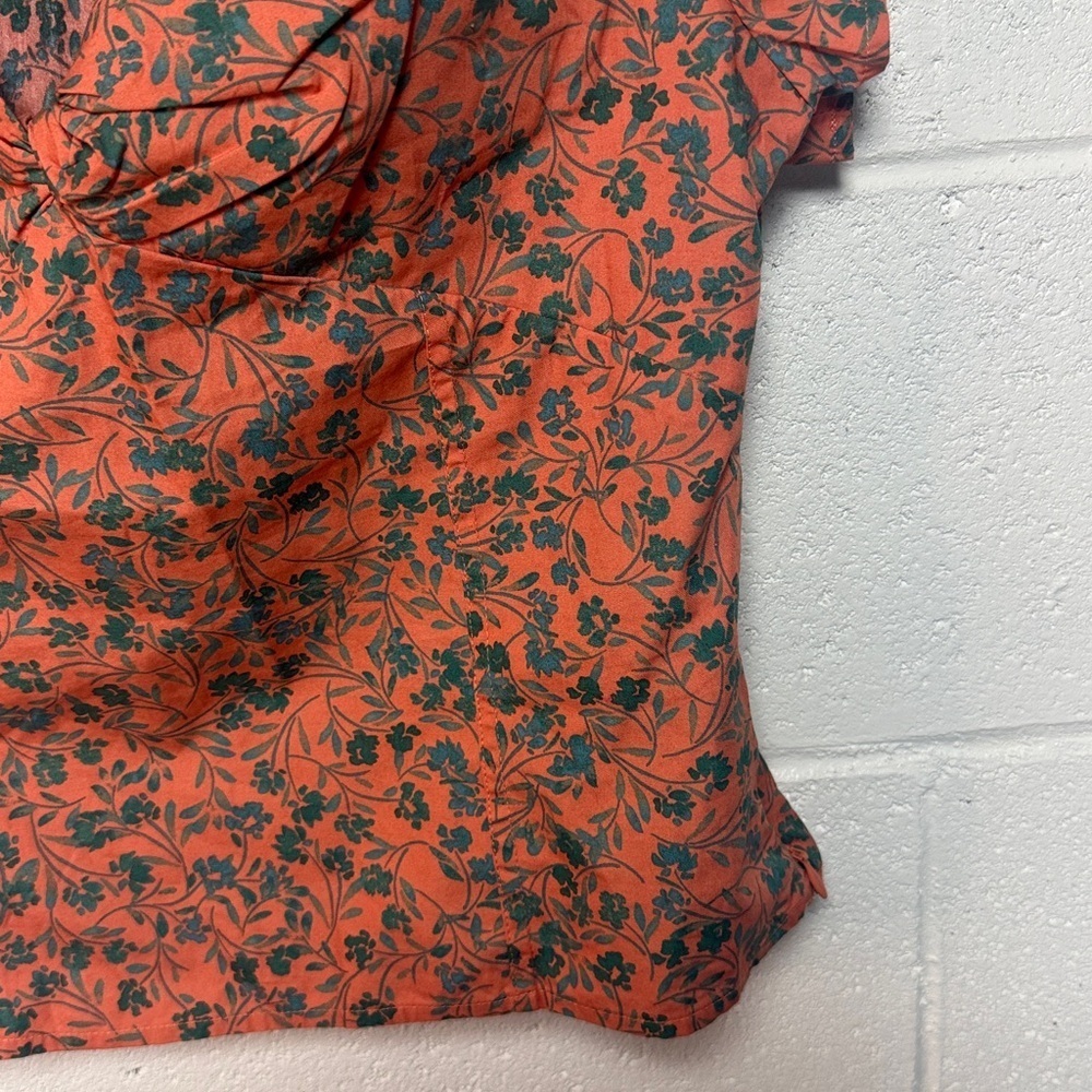 Madewell Amari Twist Detail Shirt Sunset Haze Orange Green Size 8 - Picture 6 of 8